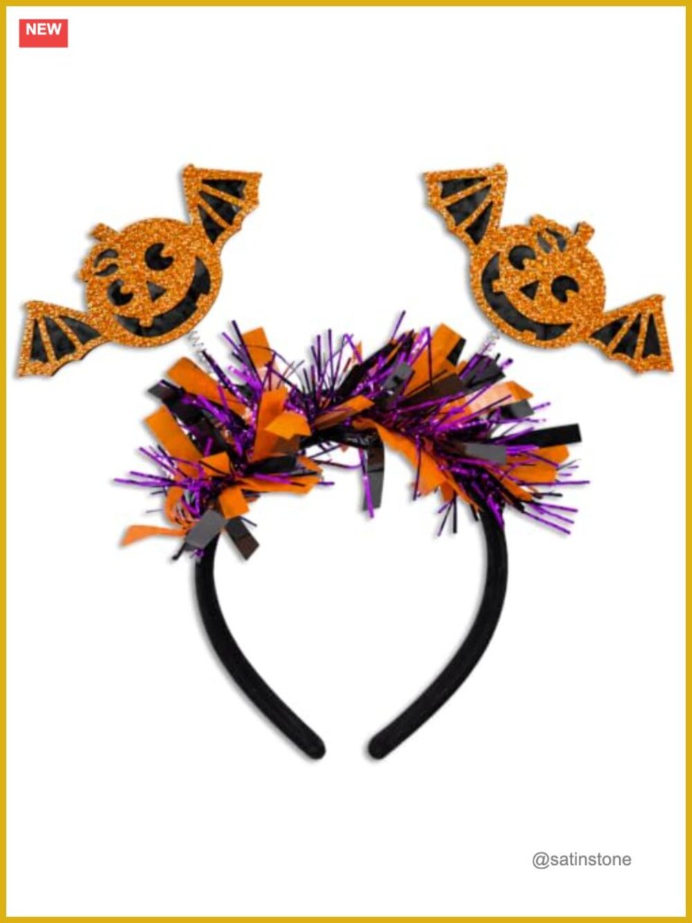 Halloween Bat Headband Fabric-Covered Glitter Pumpkin Headbands for Women